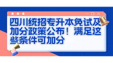 四川统招专升本免试及加分政策公布！满足这些条件可加分